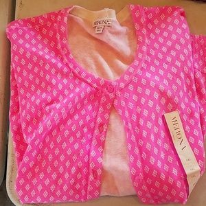 Bright pink cardigan